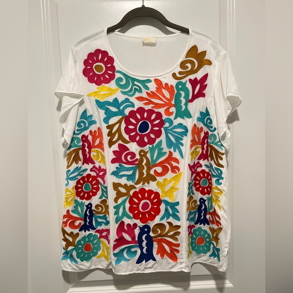 Layerz Clothing Bright Colored Otomi Patterned Maleigh Top